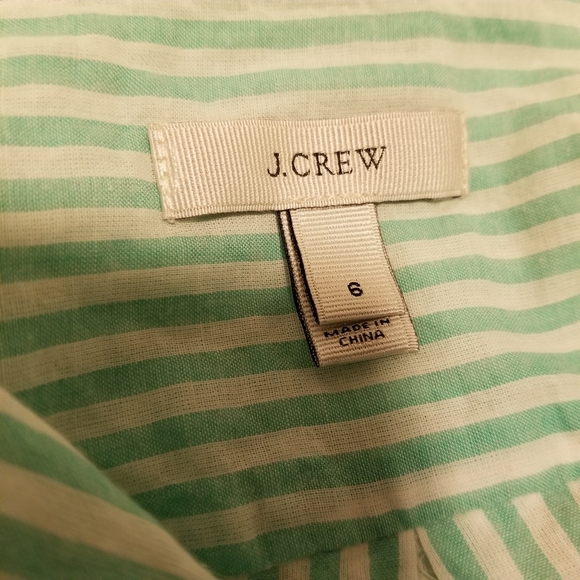 J.Crew Mint green white striped top shirt spring summer Small - Picture 8 of 8